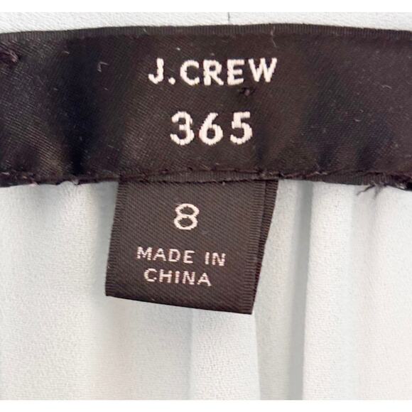 J.Crew 365 Women 8 Blue Tie Neck Blouse V-Neck Pleated Button Front Lightweight - Picture 3 of 9